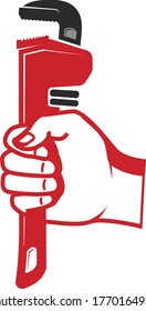 Hand Holding Wrench Tool Logo  icon and template