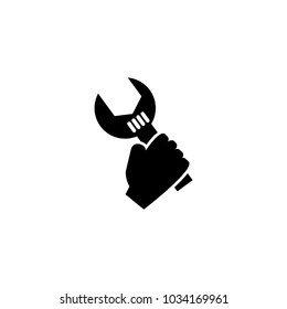 Hand Holding Up A Wrench Vector Icon