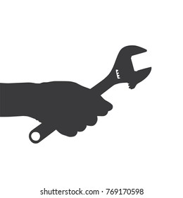 Hand holding a wrench, vector illustration design. Hands collection.