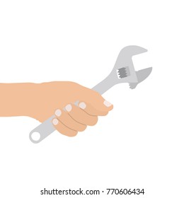 Hand holding a wrench, vector illustration design. Hands collection.