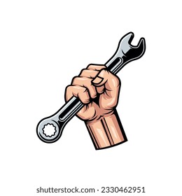 Vector de llave de mano aislado sobre fondo blanco,