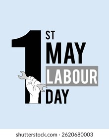 Hand Holding Wrench Workers Day Celebration Graphic