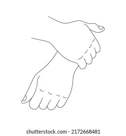 Hand holding wrist sketch vector illustration.