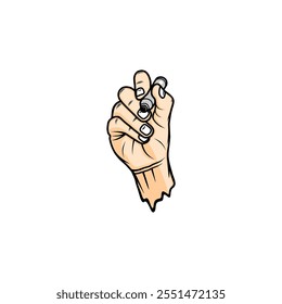 hand holding a writing marker towards the front of the front view vector illustration