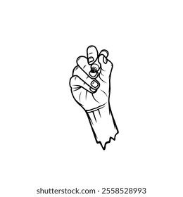 hand holding a writing marker towards the front of the screen line art vector