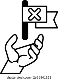 A hand holding a X flag