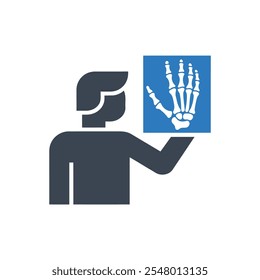 Ícone de imagem de raio X com apoio manual - Ilustração de vetor simples