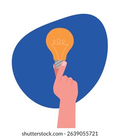 Hand holding yellow light bulb.Concept of great idea, quick tip, brainstorm or startup