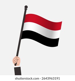 Hand Holding Yemen Waving Flag