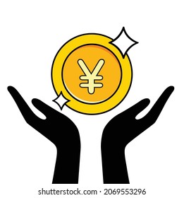 moneda de oro de Yen. ilustración vectorial