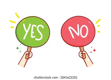 Hand Holding Yes Or No Sign Vector Art Illustration