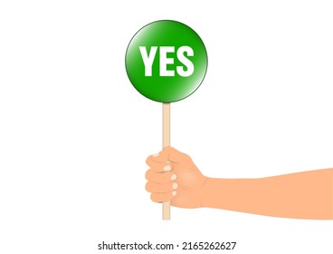 Hand Holding Yes Sign Vector Illustration