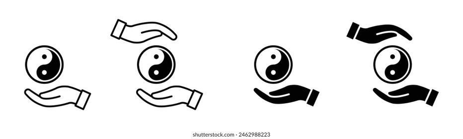 Hand holding yin and yang icon, vector illustration