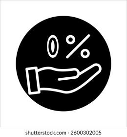Hand holding up zero percent Icon. Symbol isolated white background. vector illustration. color editable.