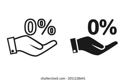 Hand holding up zero percent. Illustration vector