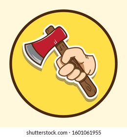Hand Holdings Axe Vector Illustration
