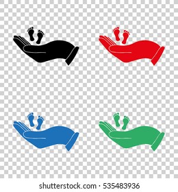 hand holds baby  leg - vector icon