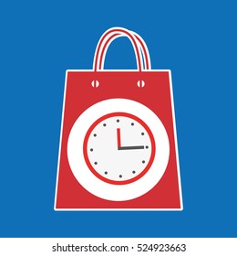 hand holds bag gift clock design vector illustration eps 10
