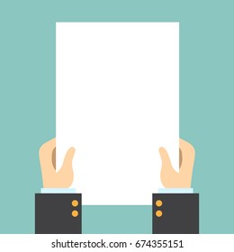 hand holds black paper. vector illustration.