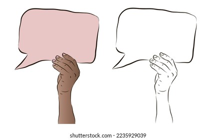 The hand holds a card in color and black and white. The concept of information on the card.