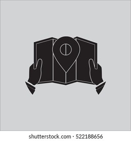 hand holds city map icon vector