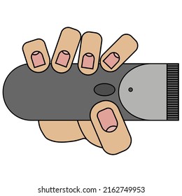 hand holds clipper. Isolated vector illustration on white background in cartoon style