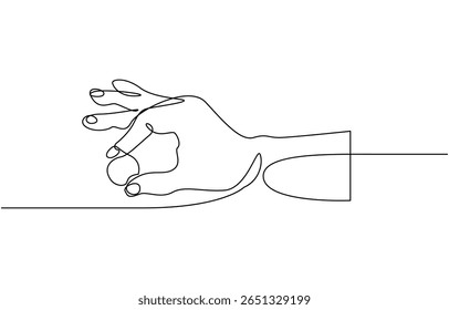 La mano sostiene la moneda una línea continua que dibuja el concepto de ahorro de arte y dinero de inversión, de una mano que sostiene una Ilustración vectorial de una sola línea de negocio financiero de monedas.