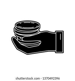 hand holds coins icon. Element of Banking for mobile concept and web apps icon. Glyph, flat icon for website design and development, app development