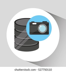 hand holds data photographic camera icon vector illustration eps 10