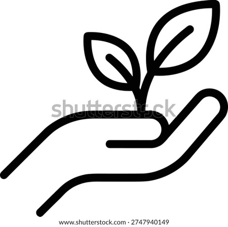 A hand holds a delicate plant sprout, representing growth, nature, and environmental care