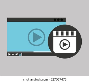 hand holds digital player movie vector illustration eps 10