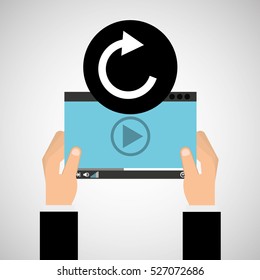 hand holds digital refresh arrow player vector illustration eps 10