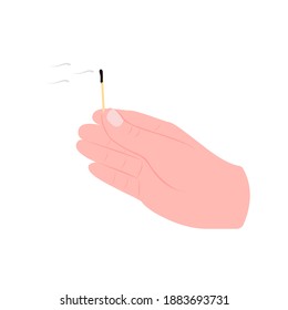 Die Hand hält ein ausgestorbenes Spiel. Brandgefahr Flache Vektorgrafiken.
