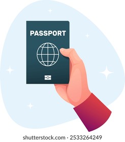 hand holds in its fingers the passport of the state, the concept of citizenship