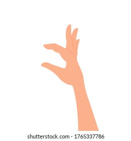 Mano en espera. Gesto de mano, sostén con dos dedos. Ilustración vectorial, diseño de dibujos animados planos, eps 10. Concepto: mantener, tomar, demostrar, decorar, decorar, atributo, gesto para insertar objetos.