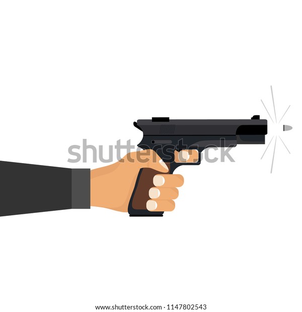 Hand Holds Gun Hand Shoots Pistol Stock Vector (Royalty Free ...