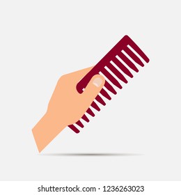 Hand holds the hair brush vector illustration.Layers grouped for easy editing illustration. For your design.