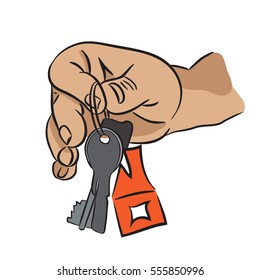 The hand holds the keys to the house. Vector illustration