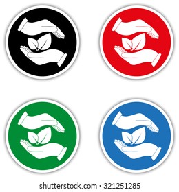hand holds leaves - vector icon