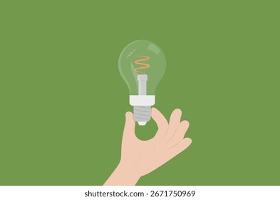 La mano sostiene una bombilla que genera una idea