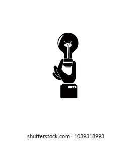 A hand holds a light bulb ideas icon. Element of medal and awards for mobile concept and web apps. Thin line  icon for website design and development, app development. Premium icon on white background