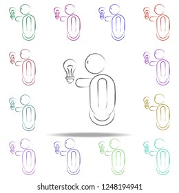 hand holds light bulbs icon. Elements of Creative idea in multi color style icons. Simple icon for websites, web design, mobile app, info graphics