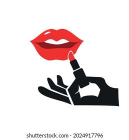 Hand hält Lippenstifte Lippen
