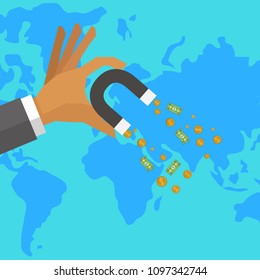 Hand holds magnet with money