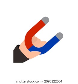 hand holds a magnet, vector illustration