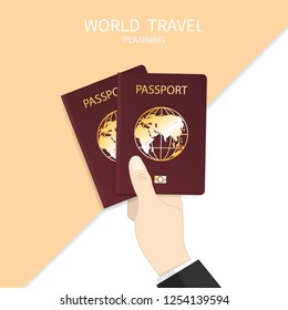hand holds passport vector