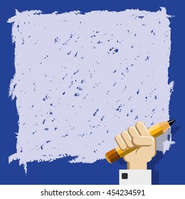 Hand holds pen