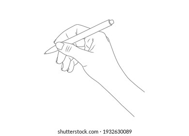 Hand holds a pen for writing. Vector stock illustration eps10. 