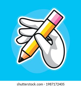 hand holds pencil creativity cartoon