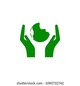 The hand holds the planet green icon. Element of nature protection icon for mobile concept and web apps. Isolated The hand holds the planet icon can be used for web and mobile on white background